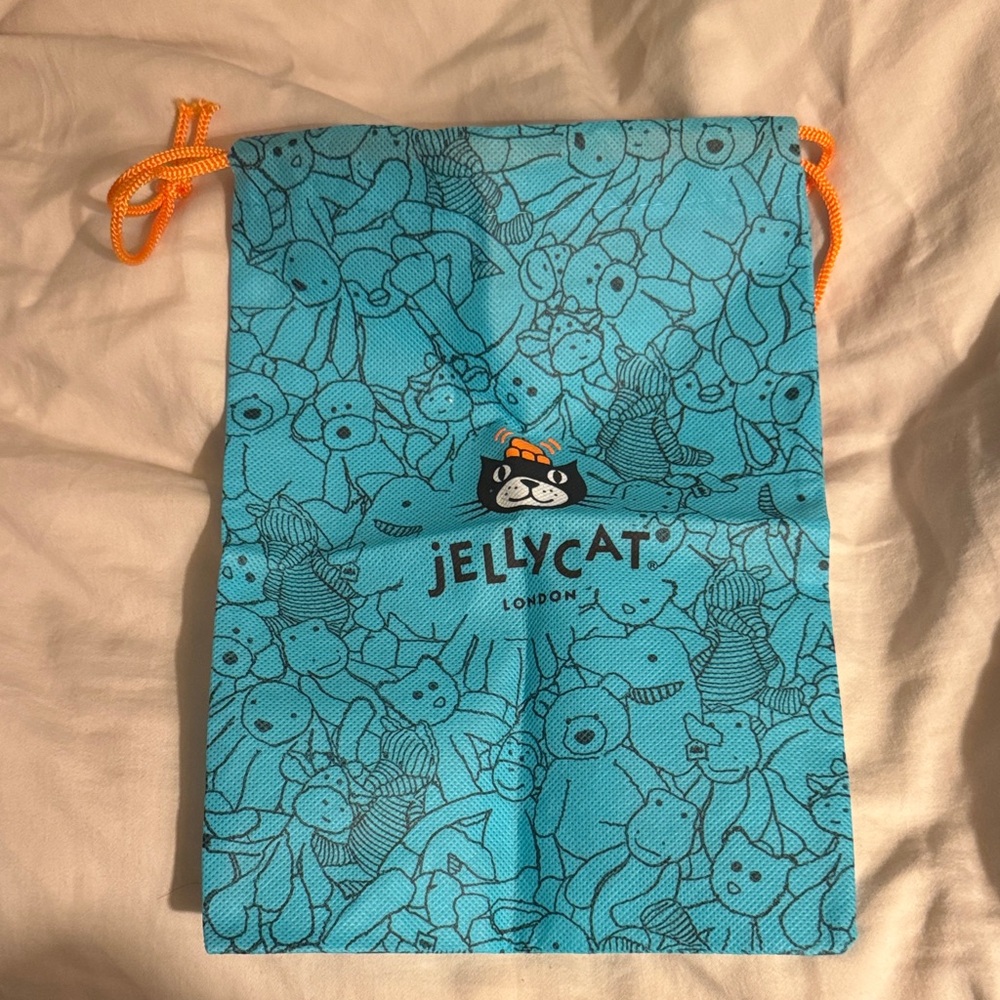 Jellycat Turquoise Bag with Orange Drawstrings